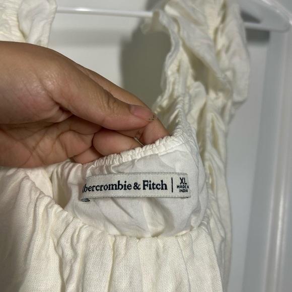Abercrombie & Fitch White Ruffled Linen Blend Peplum Blouse size extra large - Picture 7 of 11